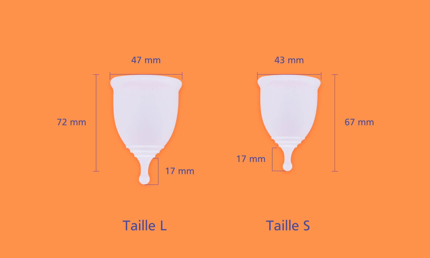 Coupe menstruelles cup'oh en silicone médical transparent taille S et L