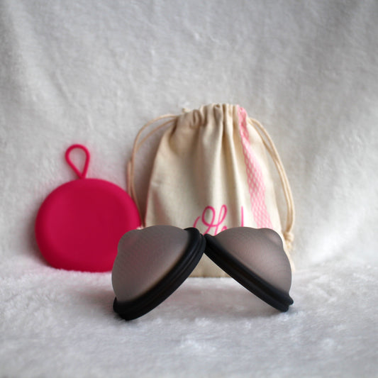 Pack de 2 disques menstruels réutilisables saines et écologiques disc'oh noir avec stérilisateur