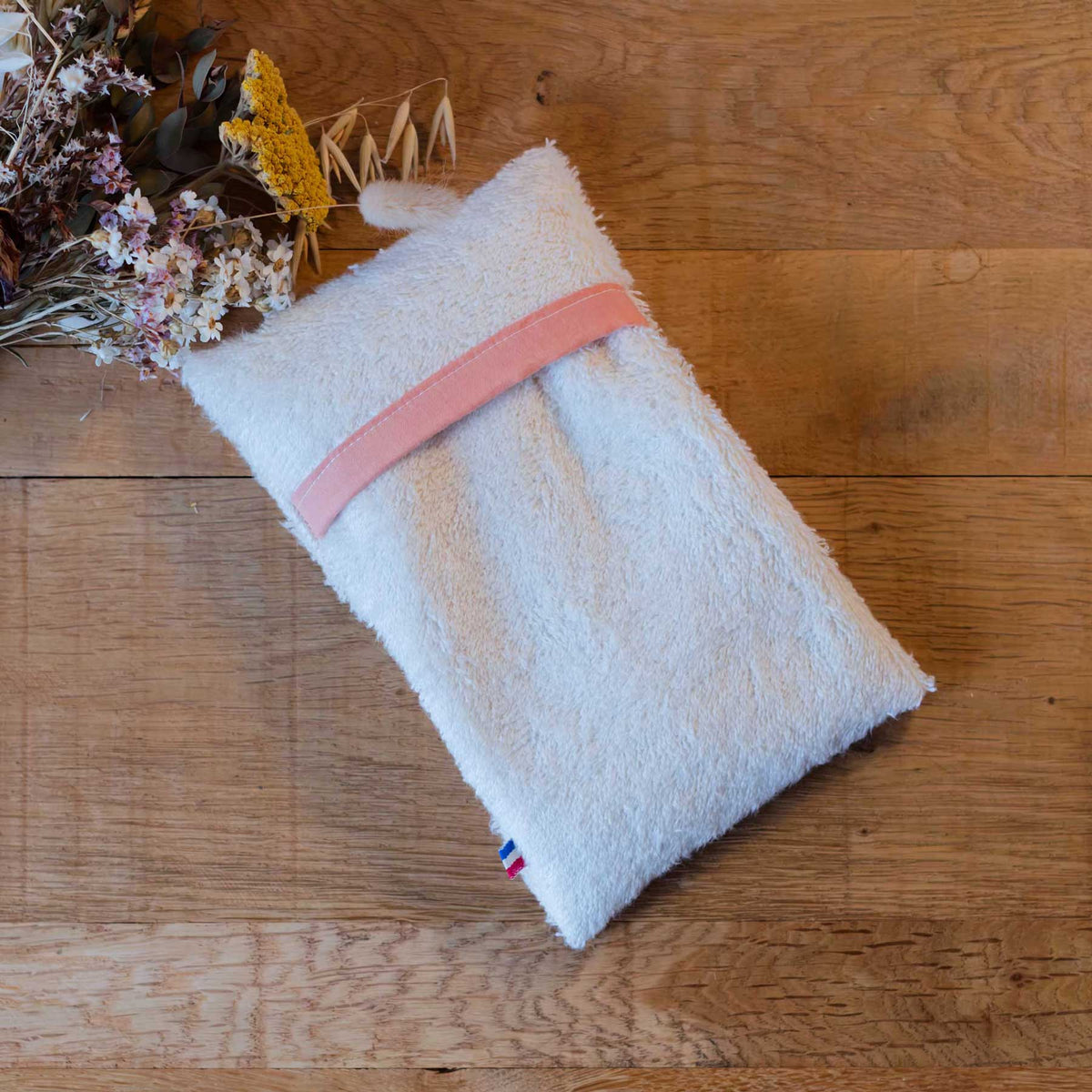 Bouillotte Calm’Oh en coton éponge avec housse amovible coloris saumon 