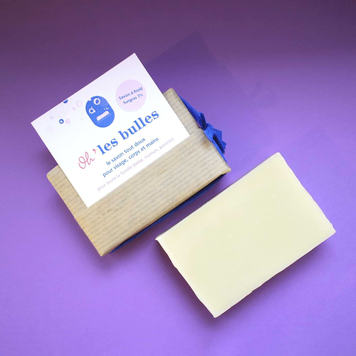 Savon artisanal oh les bulles saponifié à froid 7% de surgras, convient à toute la famille, bébé maman, parents