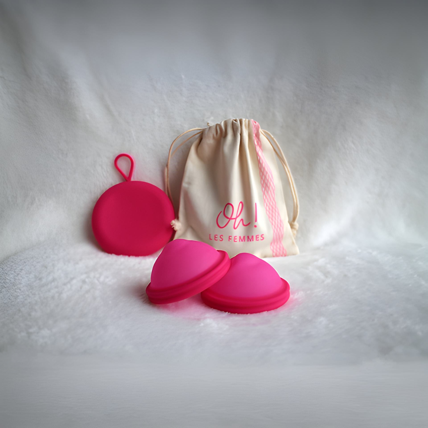 Pack de 2 disques menstruels réutilisables saines et écologiques disc'oh fushia avec stérilisateur