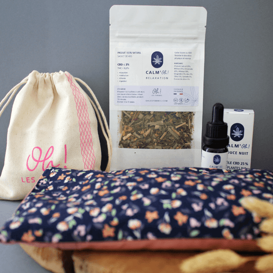pack sos sommeil : huile, tisane, bouillotte aux graines de lin